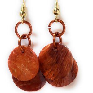 Orange Painted Shell Drop Earrings
